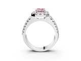 White gold Fancy Pink Emerald  Halo Diamond Split Shank Engagement Ring with Prong Setting_54