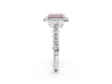 White gold Fancy Pink Emerald  Halo Pavé Diamond Engagement Ring with Four-Prong Setting_28