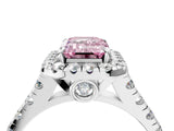 White gold Fancy Pink Emerald  Halo Pavé Diamond Engagement Ring with Four-Prong Setting_30