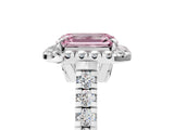 White gold Fancy Pink Emerald  Halo Pavé Diamond Engagement Ring with Four-Prong Setting_31