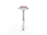 White gold Fancy Pink Emerald  Halo Pavé Diamond Engagement Ring with Four-Prong Setting_5