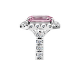 White gold Fancy Pink Emerald  Halo Pavé Diamond Engagement Ring with Four-Prong Setting_8