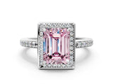 White gold Fancy Pink Emerald  Halo Pave Band Solitaire Ring with Prong Setting_66