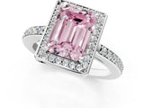 White gold Fancy Pink Emerald  Halo Pave Band Solitaire Ring with Prong Setting_67