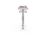 White gold Fancy Pink Emerald  Halo Pave Band Solitaire Ring with Prong Setting_68