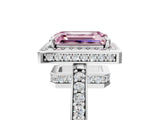 White gold Fancy Pink Emerald  Halo Pave Band Solitaire Ring with Prong Setting_71