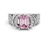 White gold Fancy Pink Emerald  Halo Pave Diamond Engagement Ring with Milgrain Detailing_49
