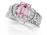 White gold Fancy Pink Emerald  Halo Pave Diamond Engagement Ring with Milgrain Detailing_50