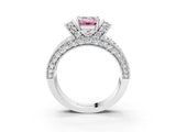 White gold Fancy Pink Emerald  Halo Pave Diamond Engagement Ring with Milgrain Detailing_52