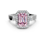 White gold Fancy Pink Emerald  Halo Pave Split Shank Prong Setting Ring_26