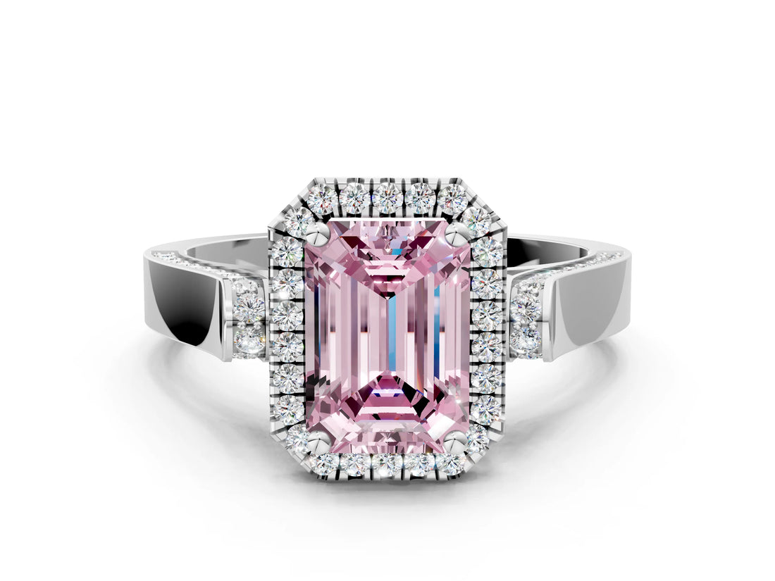 White gold Fancy Pink Emerald  Halo Pave Split Shank Prong Setting Ring_27