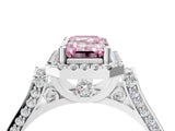 White gold Fancy Pink Emerald  Halo Pave Split Shank Prong Setting Ring_31