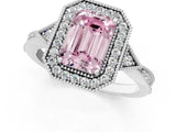 White gold Fancy Pink Emerald  Halo Round Diamond Milgrain Pave Engagement Ring_10