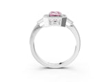 White gold Fancy Pink Emerald  Halo Round Diamond Milgrain Pave Engagement Ring_12