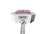 White gold Fancy Pink Emerald  Halo Round Diamond Milgrain Pave Engagement Ring_32