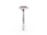 White gold Fancy Pink Emerald  Halo Round Diamond Pavé Band Four-Prong Ring_5