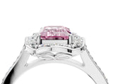 White gold Fancy Pink Emerald  Halo Round Diamond Pave Band with Four-Prong Setting_54
