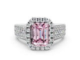 White gold Fancy Pink Emerald  Halo Round Diamond Pave Band with Prong Setting_12