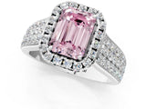 White gold Fancy Pink Emerald  Halo Round Diamond Pave Band with Prong Setting_13