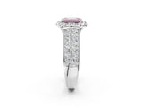 White gold Fancy Pink Emerald  Halo Round Diamond Pave Band with Prong Setting_14
