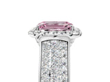 White gold Fancy Pink Emerald  Halo Round Diamond Pave Band with Prong Setting_17