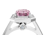White gold Fancy Pink Emerald  Halo Solitaire Diamond Ring with Pave Band and Bezel Setting_51