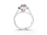 White gold Fancy Pink Emerald  Halo Solitaire Diamond Ring with Pave Band and Bezel Setting_52