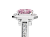 White gold Fancy Pink Emerald  Halo Solitaire Diamond Ring with Pave Band and Bezel Setting_54