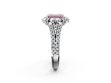 White gold Fancy Pink Emerald  Halo Split Shank Diamond Engagement Ring with Pave Band and Four-Prong Setting_56