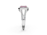 White gold Fancy Pink Emerald  Halo Split Shank Diamond Ring with Four-Prong Setting_34
