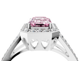 White gold Fancy Pink Emerald  Halo Split Shank Diamond Ring with Four-Prong Setting_36