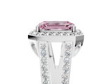 White gold Fancy Pink Emerald  Halo Split Shank Diamond Ring with Four-Prong Setting_37