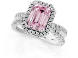 White gold Fancy Pink Emerald  Halo Split Shank Diamond Ring with Pavé Setting_39