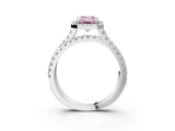 White gold Fancy Pink Emerald  Halo Split Shank Diamond Ring with Pavé Setting_41