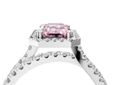 White gold Fancy Pink Emerald  Halo Split Shank Diamond Ring with Pavé Setting_42