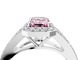 White gold Fancy Pink Emerald  Halo Split Shank Diamond Ring with Prong Setting_24
