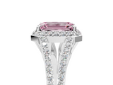 White gold Fancy Pink Emerald  Halo Split Shank Diamond Ring with Prong Setting_25