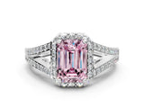 White gold Fancy Pink Emerald  Halo Split Shank Pave Diamond Ring with Four-Prong Setting_49