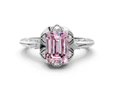 White gold Fancy Pink Emerald  Halo Split Shank Pave Diamond Ring with Petal Prong Setting_44