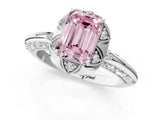 White gold Fancy Pink Emerald  Halo Split Shank Pave Diamond Ring with Petal Prong Setting_45