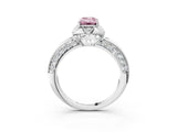 White gold Fancy Pink Emerald  Halo Split Shank Pave Diamond Ring with Petal Prong Setting_47