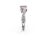 White gold Fancy Pink Emerald  Halo Twist Band Solitaire Prong Setting Ring_116