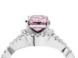 White gold Fancy Pink Emerald  Halo Twist Band Solitaire Prong Setting Ring_118