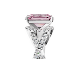 White gold Fancy Pink Emerald  Halo Twist Band Solitaire Prong Setting Ring_119