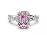 White gold Fancy Pink Emerald  Halo Twist Band Solitaire Ring with Six-Prong Setting_32