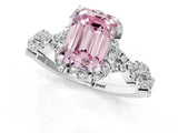 White gold Fancy Pink Emerald  Halo Twist Band Solitaire Ring with Six-Prong Setting_33