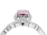 White gold Fancy Pink Emerald  Halo Twist Band Solitaire Ring with Six-Prong Setting_36