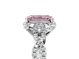 White gold Fancy Pink Emerald  Halo Twist Band Solitaire Ring with Six-Prong Setting_37