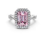 White gold Fancy Pink Emerald  Halo Twist Band Solitaire Ring_20