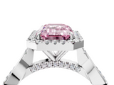 White gold Fancy Pink Emerald  Halo Twist Band Solitaire Ring_24